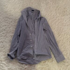 J. Crew Navy and White and purple Plaid Button Down Shirt
